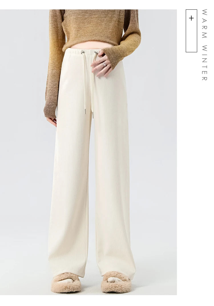 Waist Wide Legs Pants Plus Size Women Straight