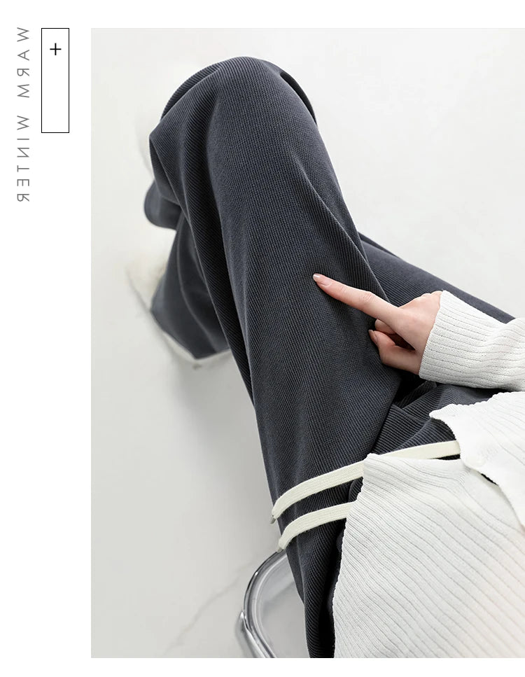 Waist Wide Legs Pants Plus Size Women Straight