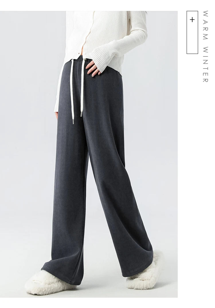 Waist Wide Legs Pants Plus Size Women Straight
