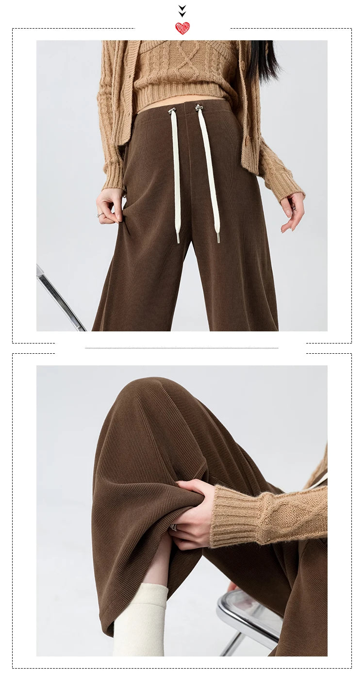 Waist Wide Legs Pants Plus Size Women Straight