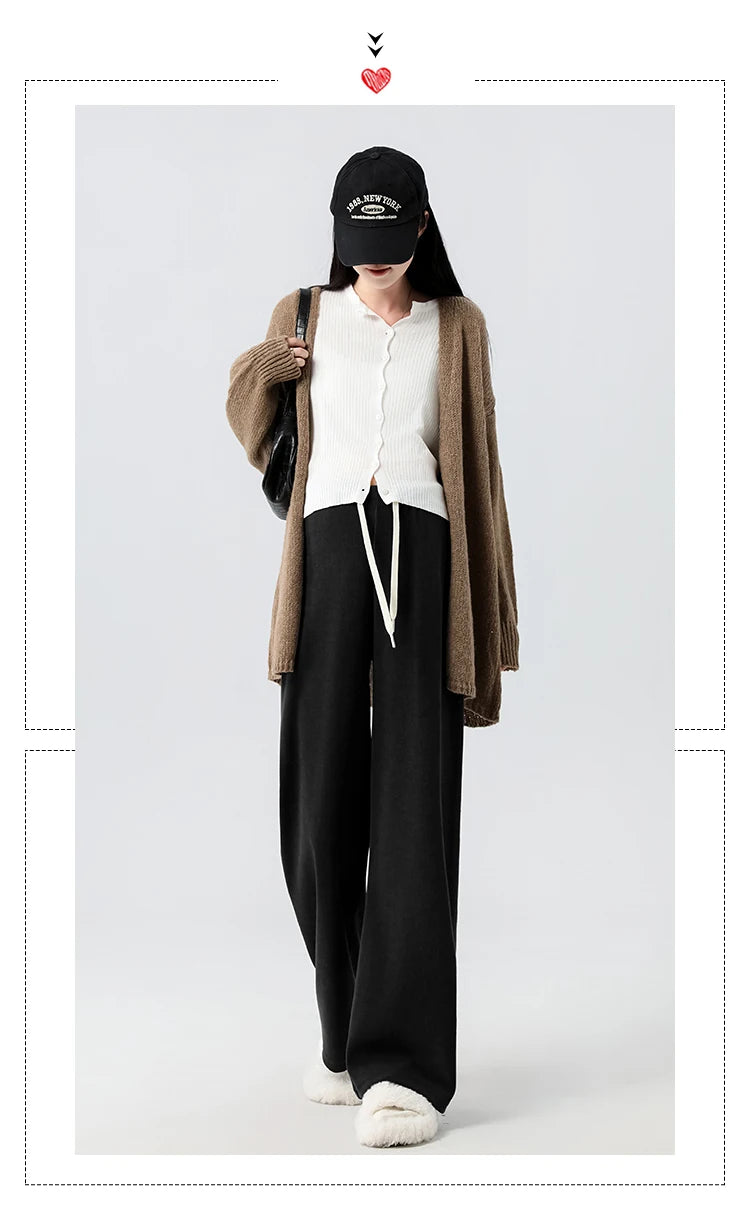 Waist Wide Legs Pants Plus Size Women Straight