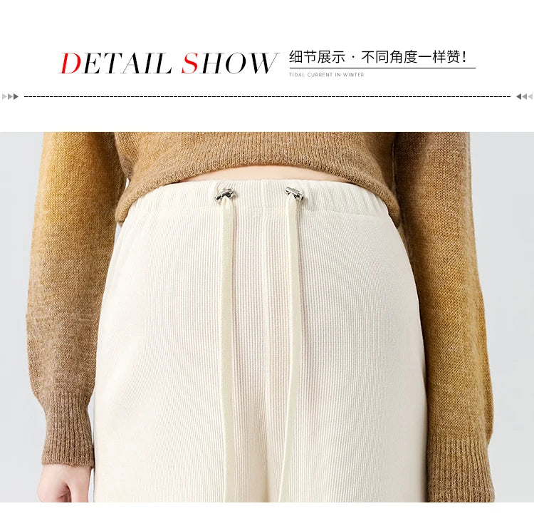 Waist Wide Legs Pants Plus Size Women Straight