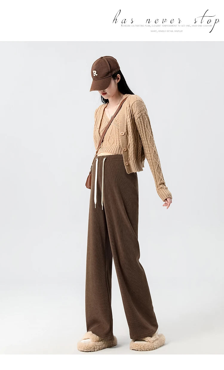 Waist Wide Legs Pants Plus Size Women Straight