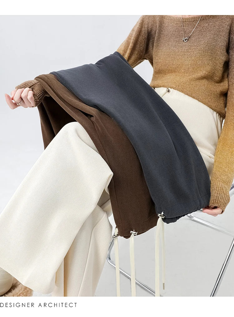 Waist Wide Legs Pants Plus Size Women Straight