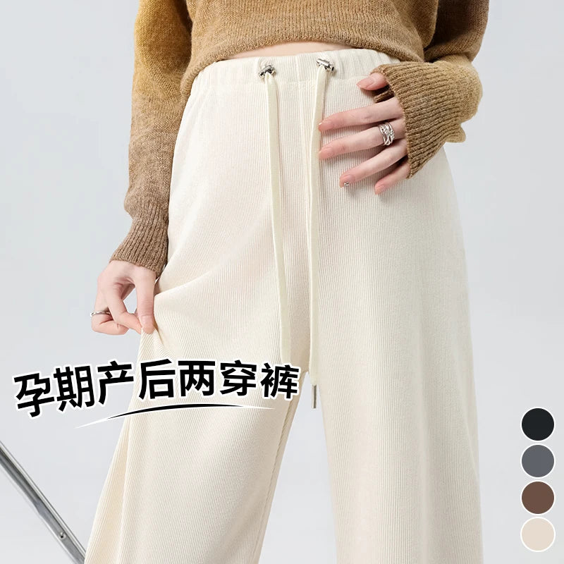Waist Wide Legs Pants Plus Size Women Straight