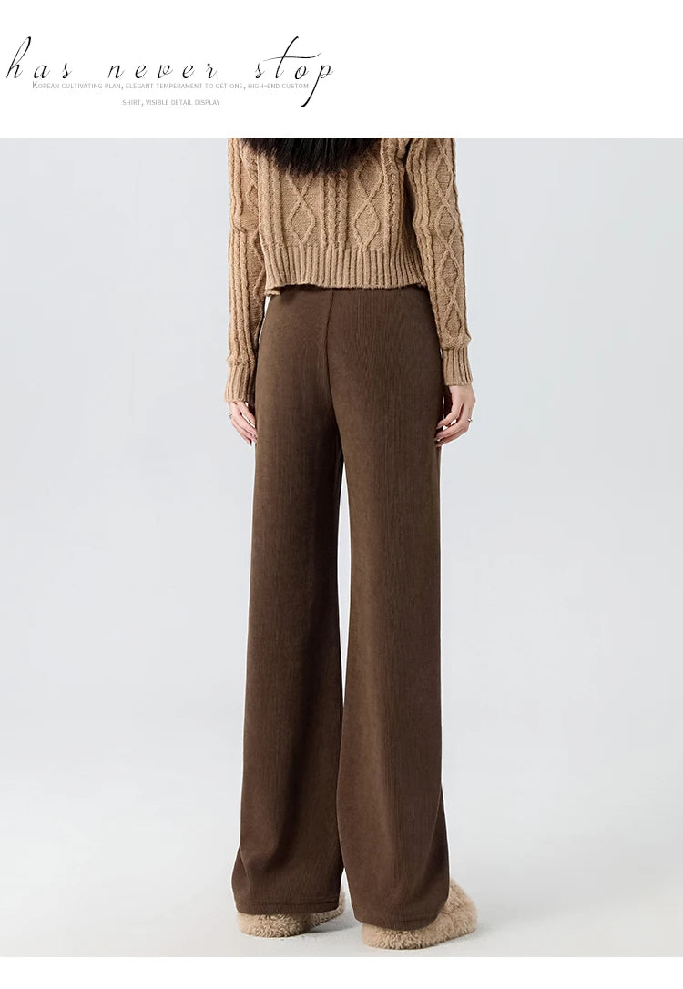 Waist Wide Legs Pants Plus Size Women Straight