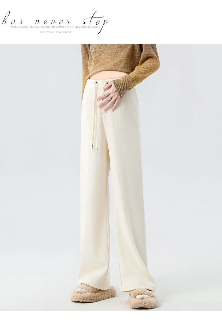 Waist Wide Legs Pants Plus Size Women Straight
