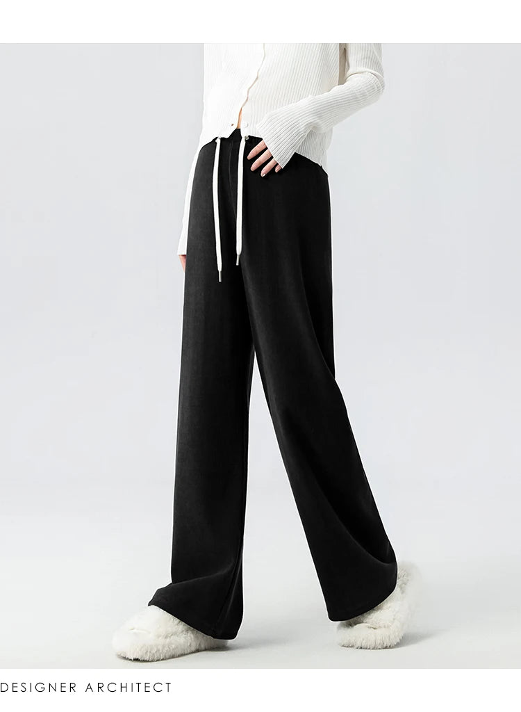 Waist Wide Legs Pants Plus Size Women Straight
