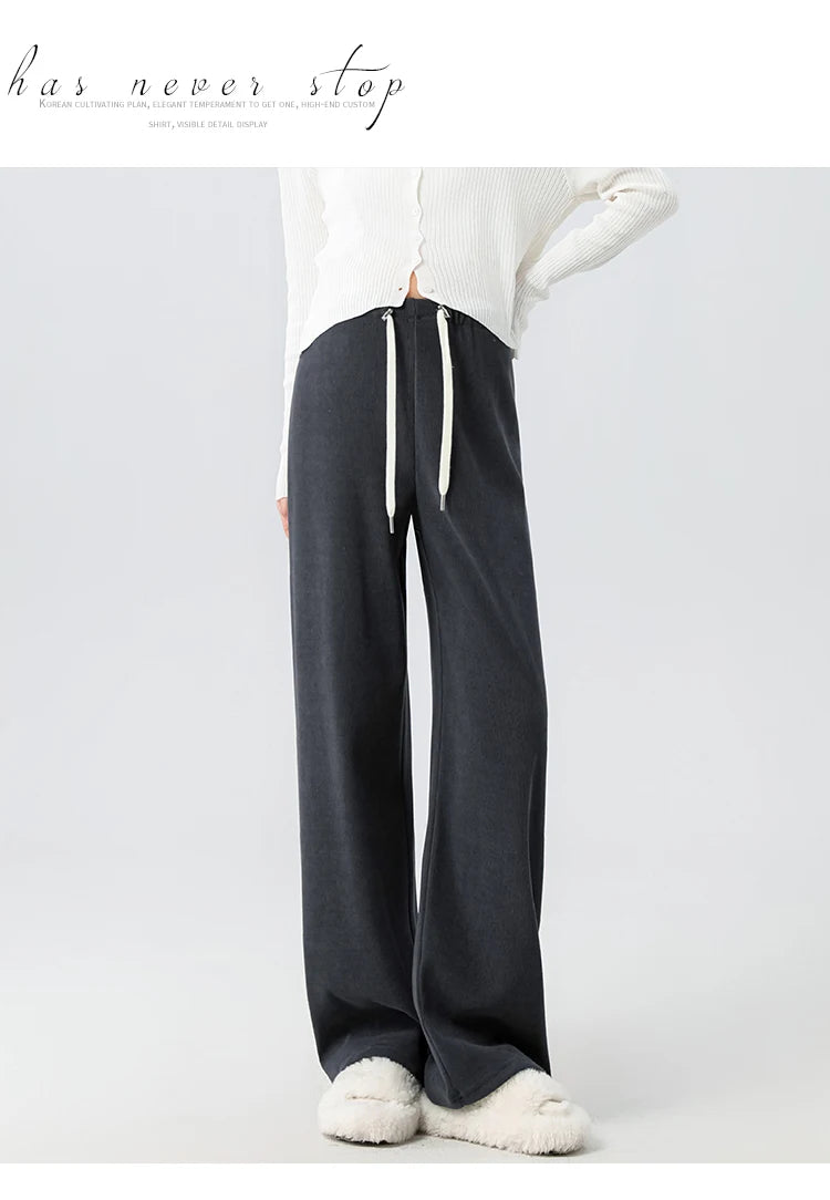 Waist Wide Legs Pants Plus Size Women Straight
