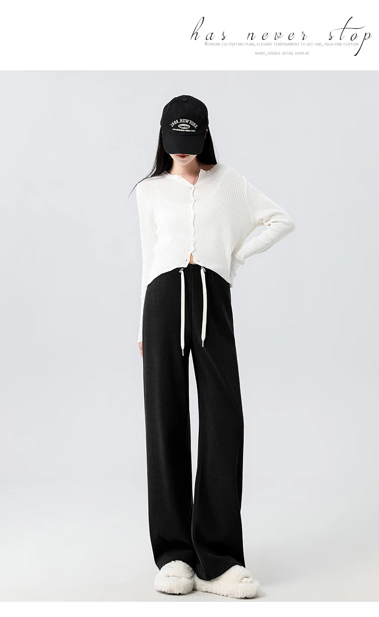 Waist Wide Legs Pants Plus Size Women Straight