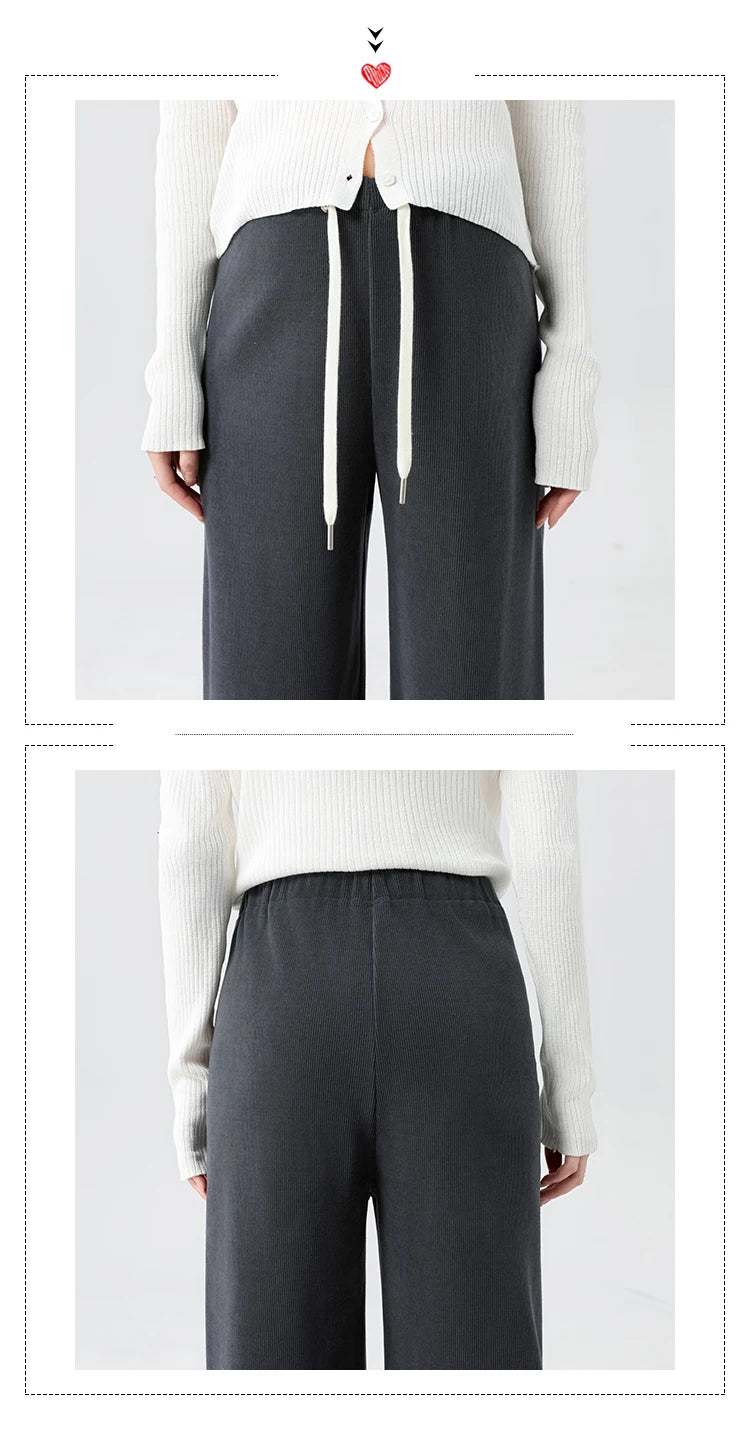 Waist Wide Legs Pants Plus Size Women Straight