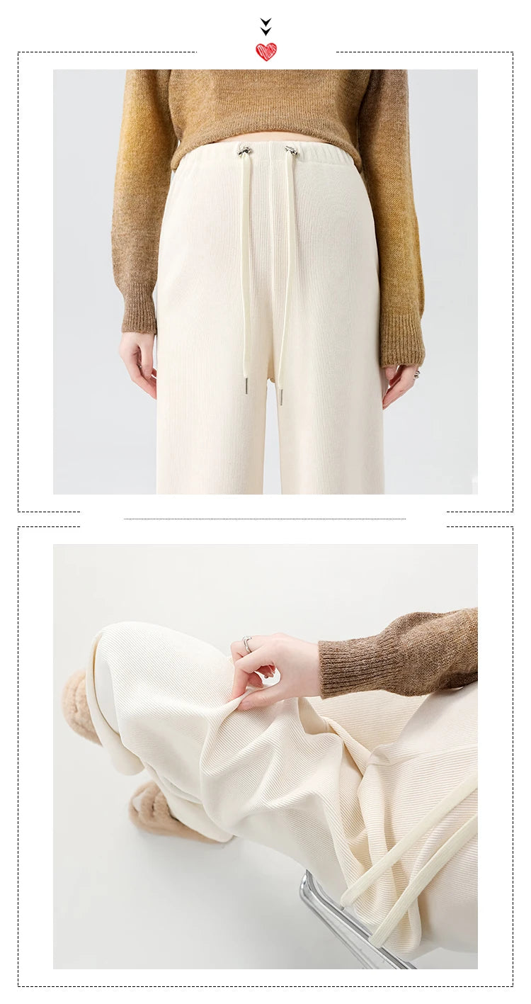 Waist Wide Legs Pants Plus Size Women Straight