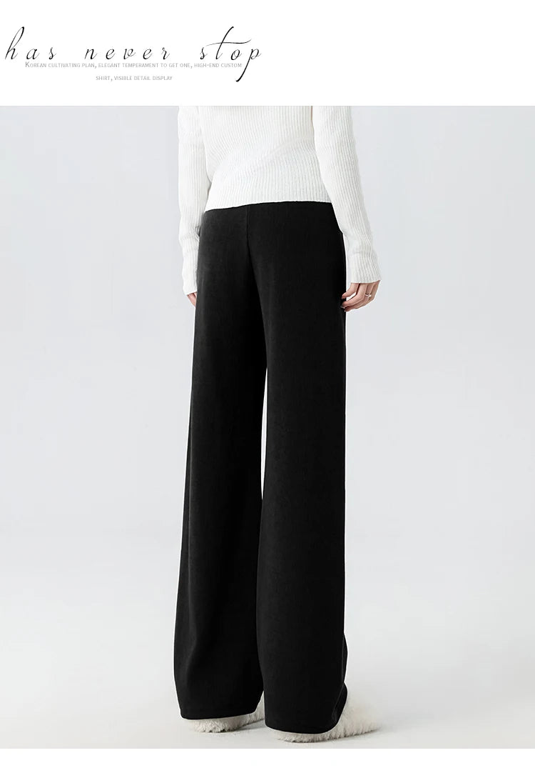 Waist Wide Legs Pants Plus Size Women Straight