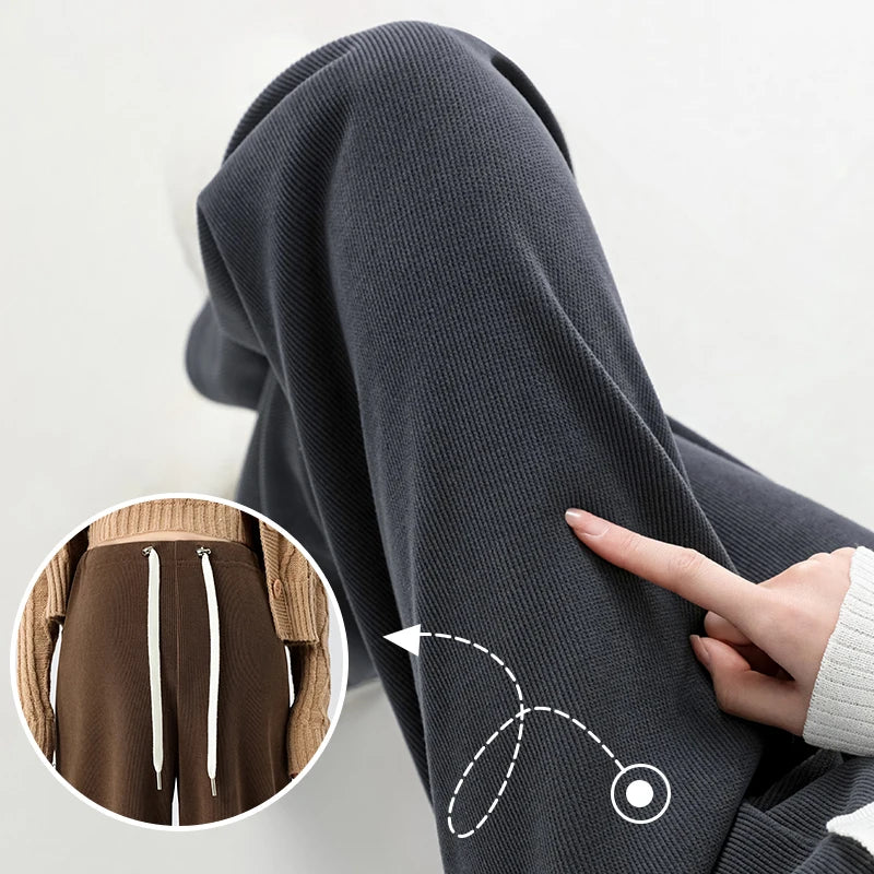 Waist Wide Legs Pants Plus Size Women Straight