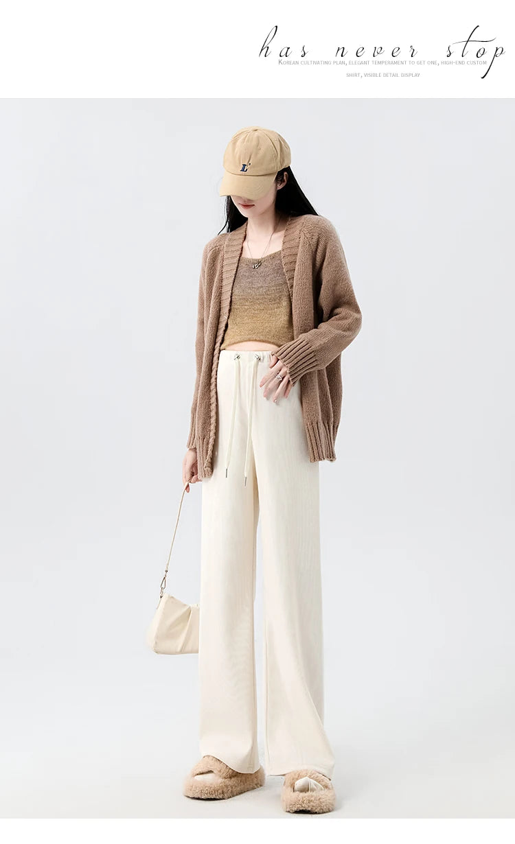 Waist Wide Legs Pants Plus Size Women Straight
