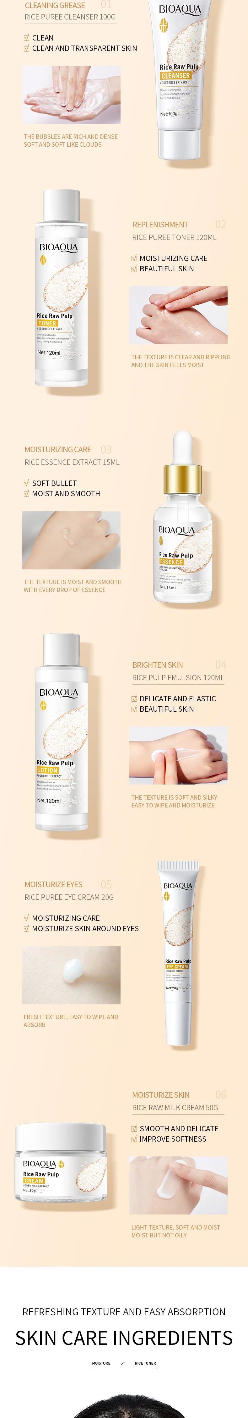 BIOAOUA Original Milk Series Six Piece Protoplasm Grape Serum Cream Hydrating Moisturizing Cleanser Toner Anti Age Face Care Set
