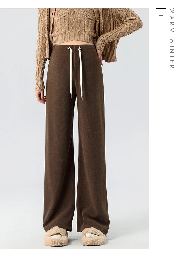 Waist Wide Legs Pants Plus Size Women Straight