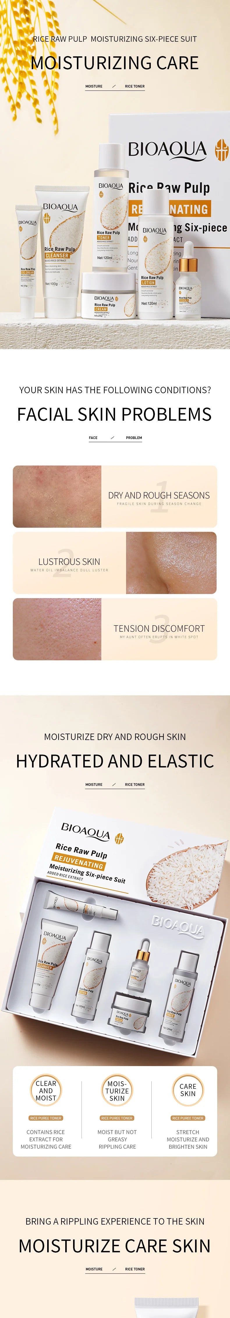 BIOAOUA Original Milk Series Six Piece Protoplasm Grape Serum Cream Hydrating Moisturizing Cleanser Toner Anti Age Face Care Set