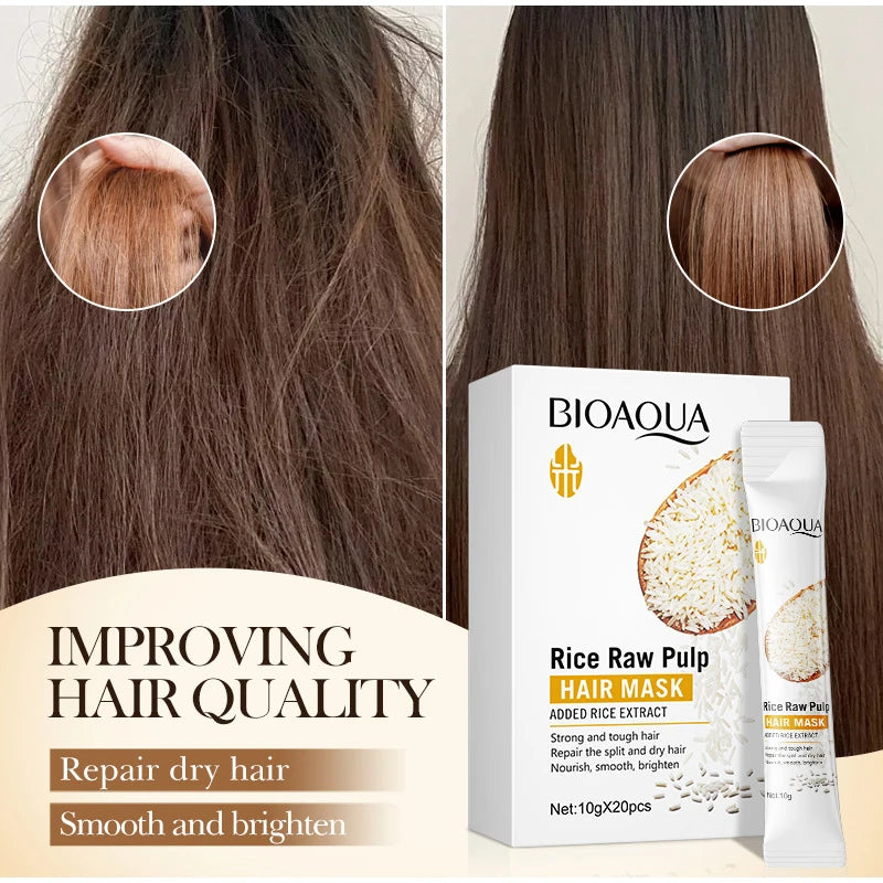 Magical Keratin Rice Paste Hair Care Mask Repair Damaged Frizzy Hair In 5 Seconds Improve Hair Quality Nourish Hair Nutrients