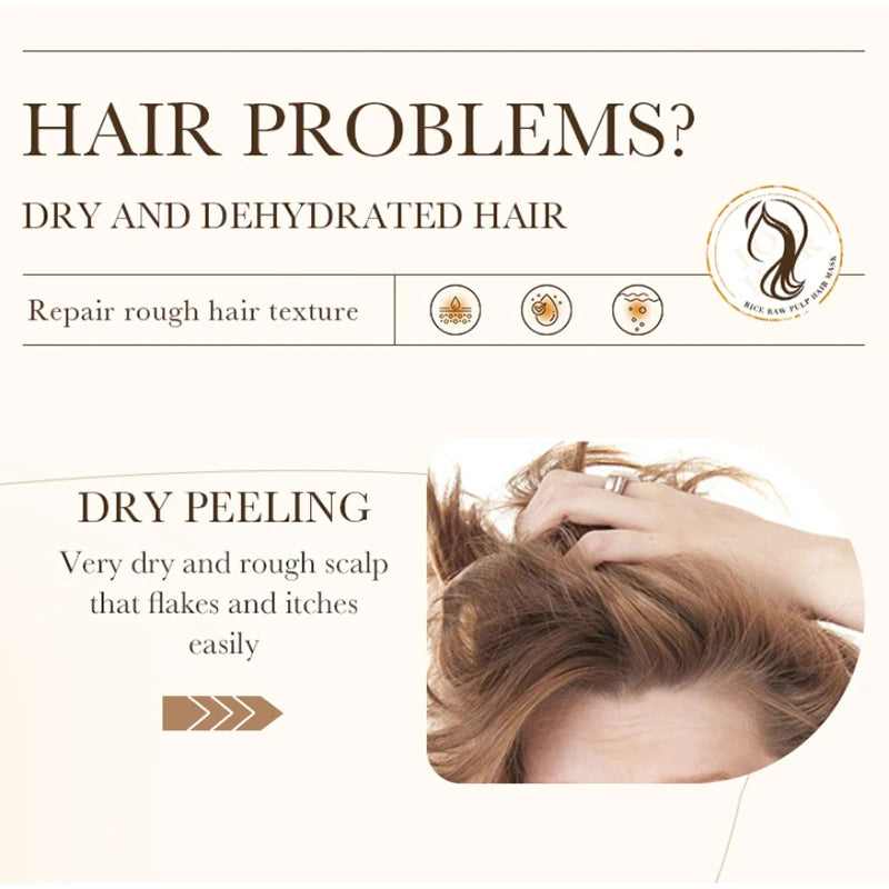 Magical Keratin Rice Paste Hair Care Mask Repair Damaged Frizzy Hair In 5 Seconds Improve Hair Quality Nourish Hair Nutrients