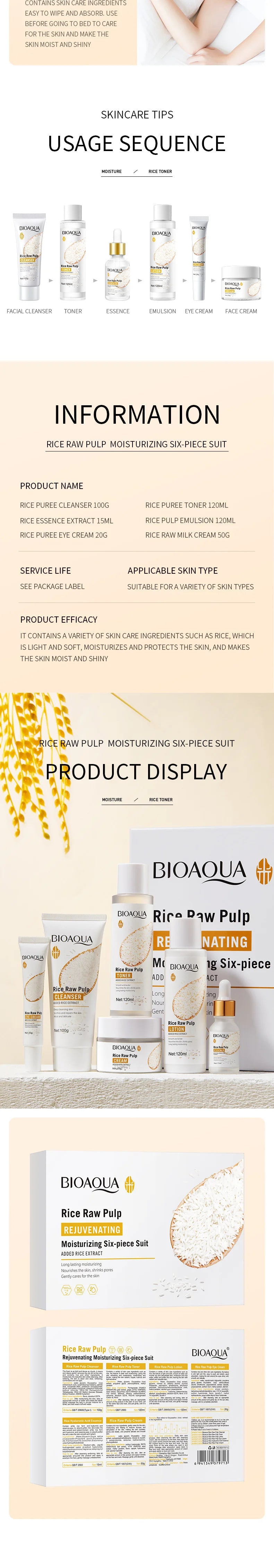 BIOAOUA Original Milk Series Six Piece Protoplasm Grape Serum Cream Hydrating Moisturizing Cleanser Toner Anti Age Face Care Set